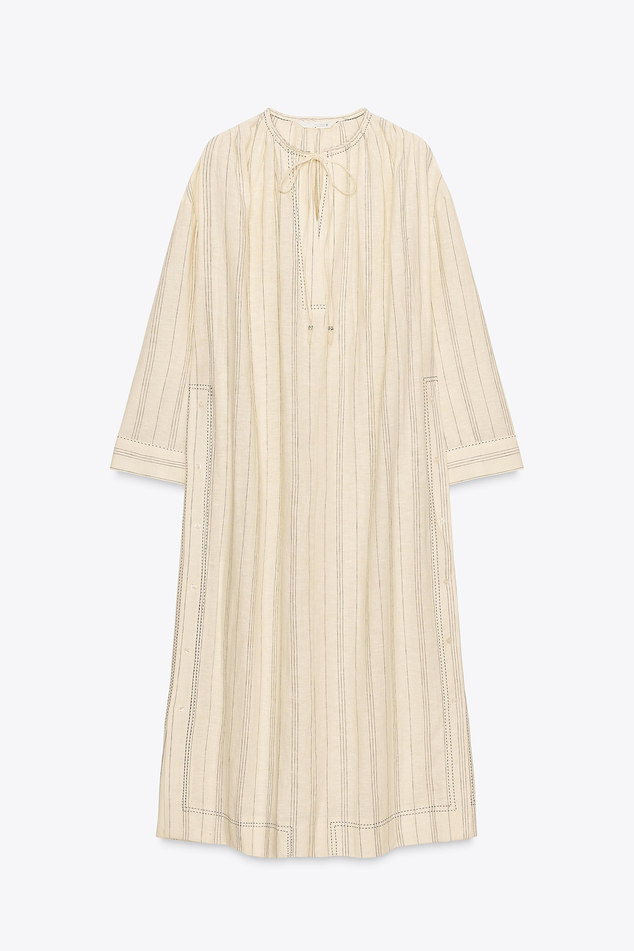 STRIPED LINEN TUNIC DRESS ZW COLLECTION | Zara US