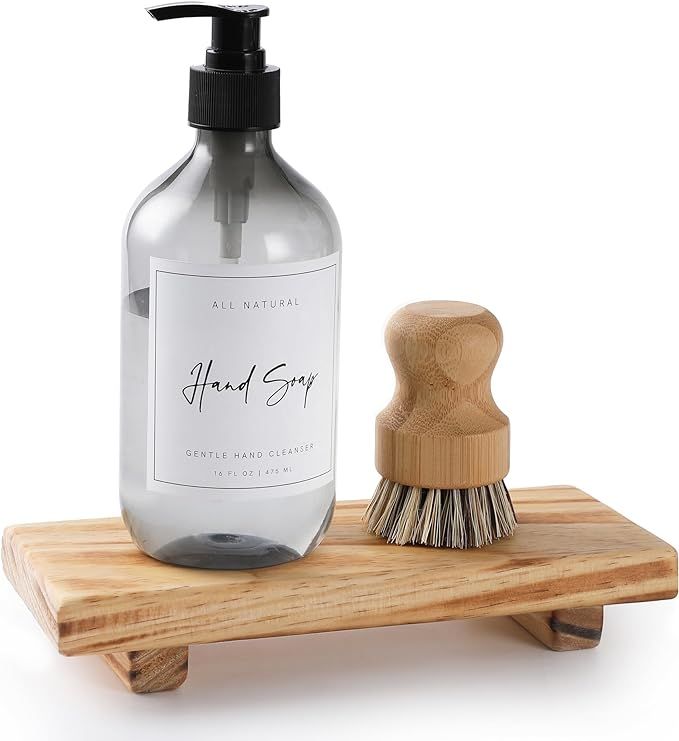 Wood Pedestal Soap Stand, Farmhouse Wood Riser, Soap Dish Holder Decor for Bathroom Kitchen, Soap... | Amazon (US)