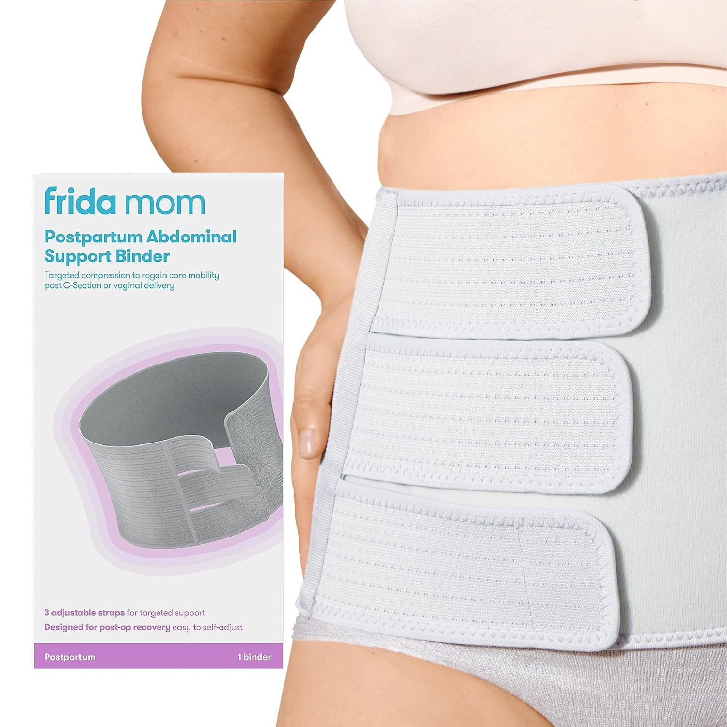 Frida Mom Belly Binder, Postpartum Essentials for Natural and C-Section Recovery, Adjustable Comp... | Amazon (US)