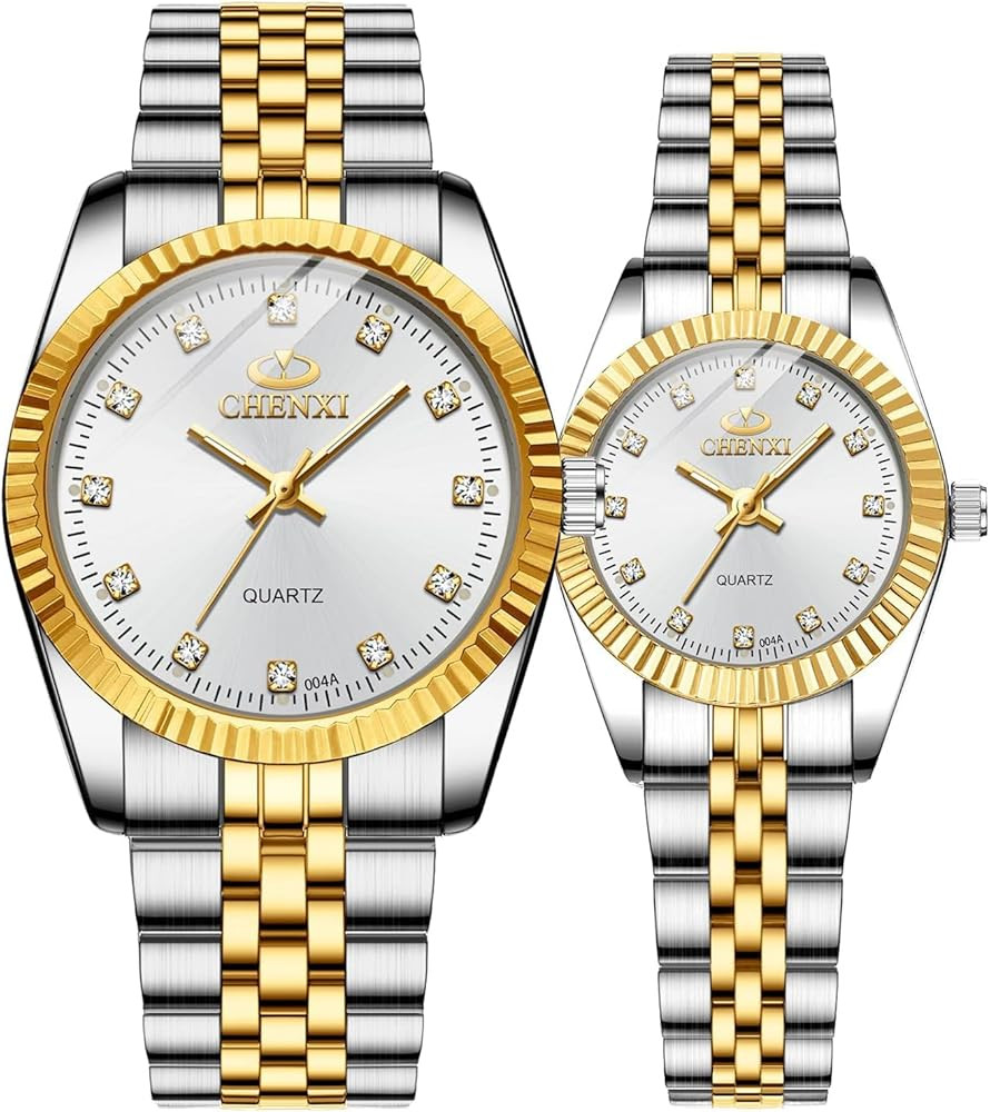 MASTOP Swiss Brand Two Tone Watch Men Women Gold Silver Stainless Steel Waterproof Couple Watches | Amazon (US)