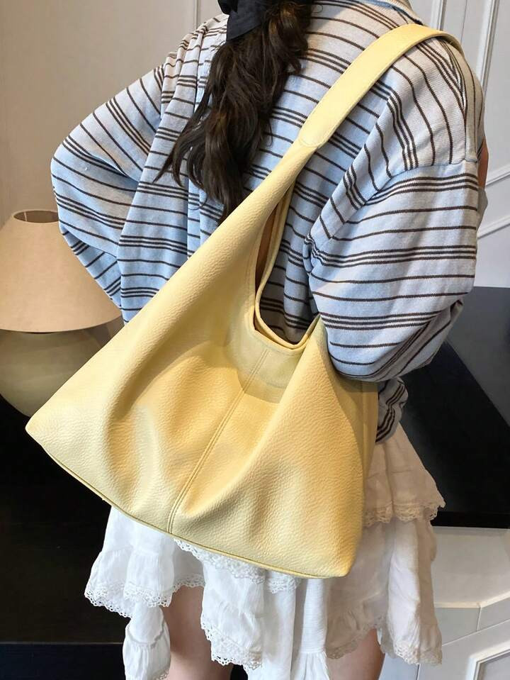 2pcs Fashionable Women Casual Tote Bag Set, Soft Leather Large Capacity Shoulder Bag PU Leather Suitable For Daily Use, Commuting, School, Date, Shopping Gift | SHEIN
