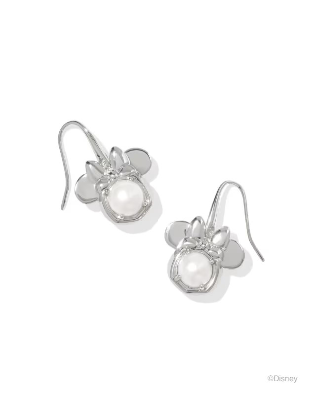 Disney | Kendra Scott Silver Minnie Mouse Drop Earrings in Freshwater Cultured Pearl | Kendra Scott