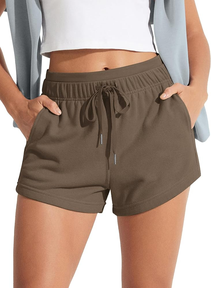 ODODOS Women's Sweat Shorts with Pockets Cotton French Terry Drawstring Summer Workout Casual Lou... | Amazon (US)