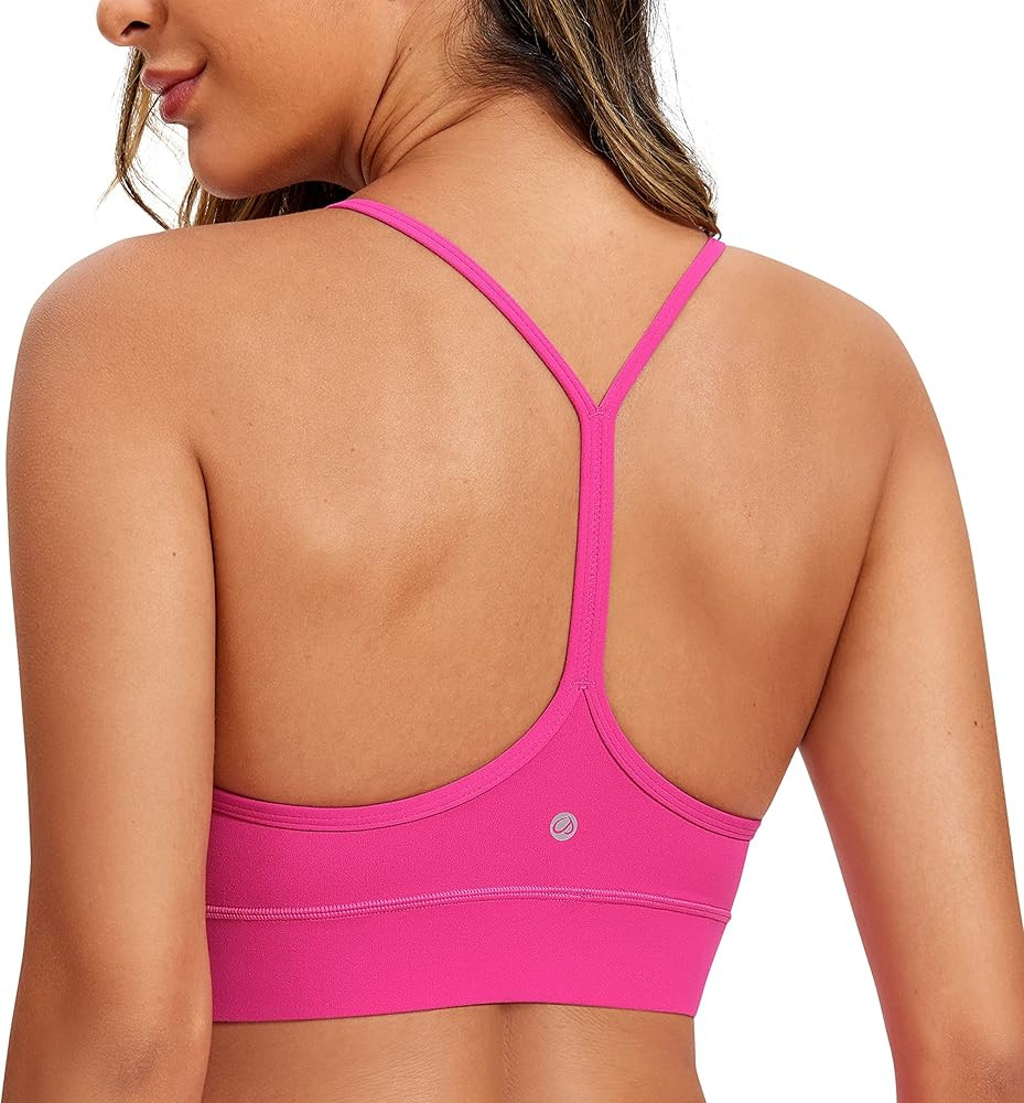 CRZ YOGA Butterluxe Womens Y-Back Racerback Sports Bra - Spaghetti Straps Wireless Scoop Neck Ath... | Amazon (US)