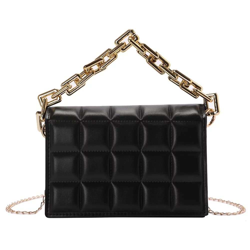 Everpert Retro Women Checker Pattern PU Messenger Bag Casual Chain Handbag (Black) | Walmart (US)