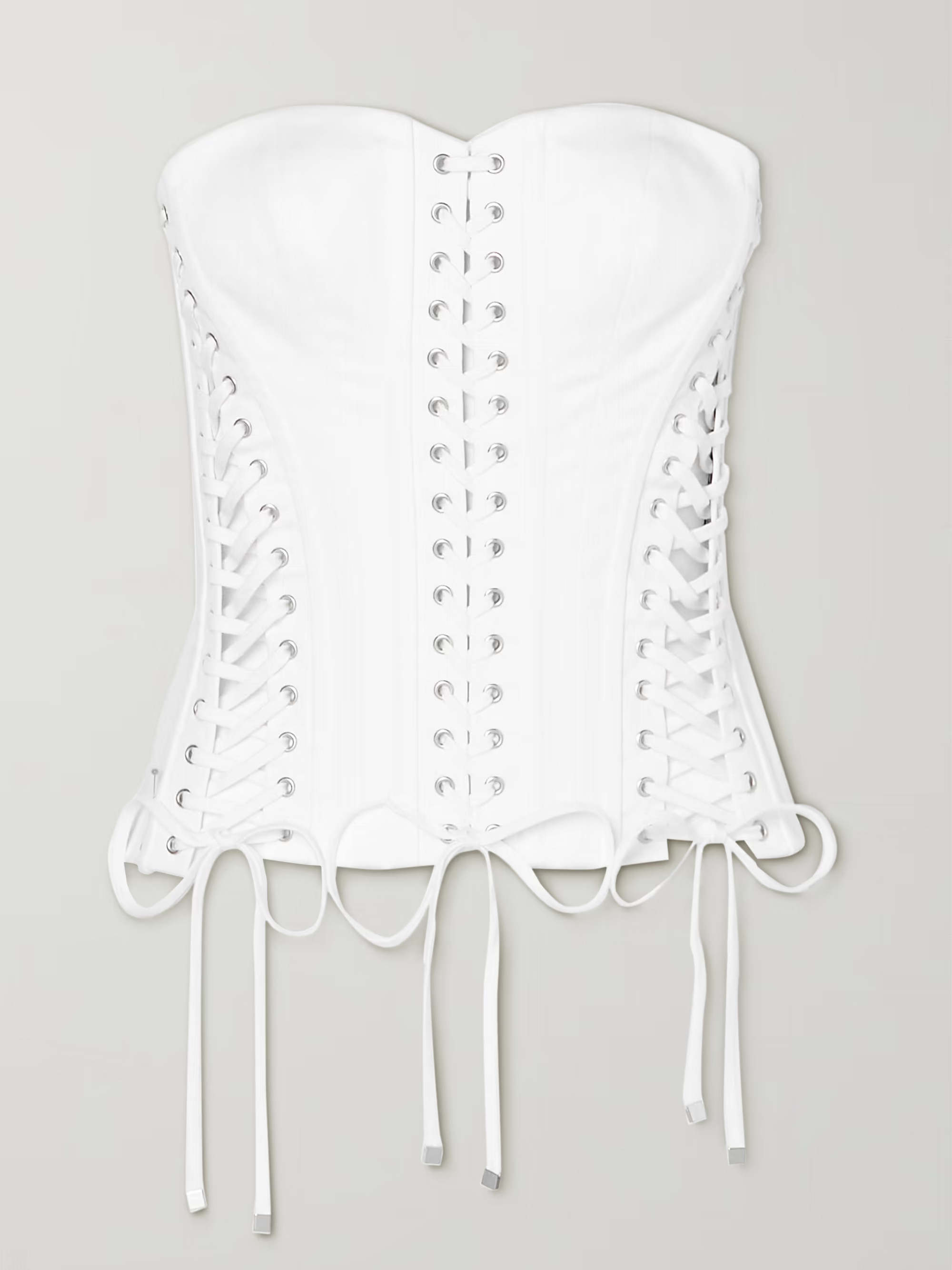 Strapless lace-up cotton-blend gabardine bustier top | NET-A-PORTER (US)