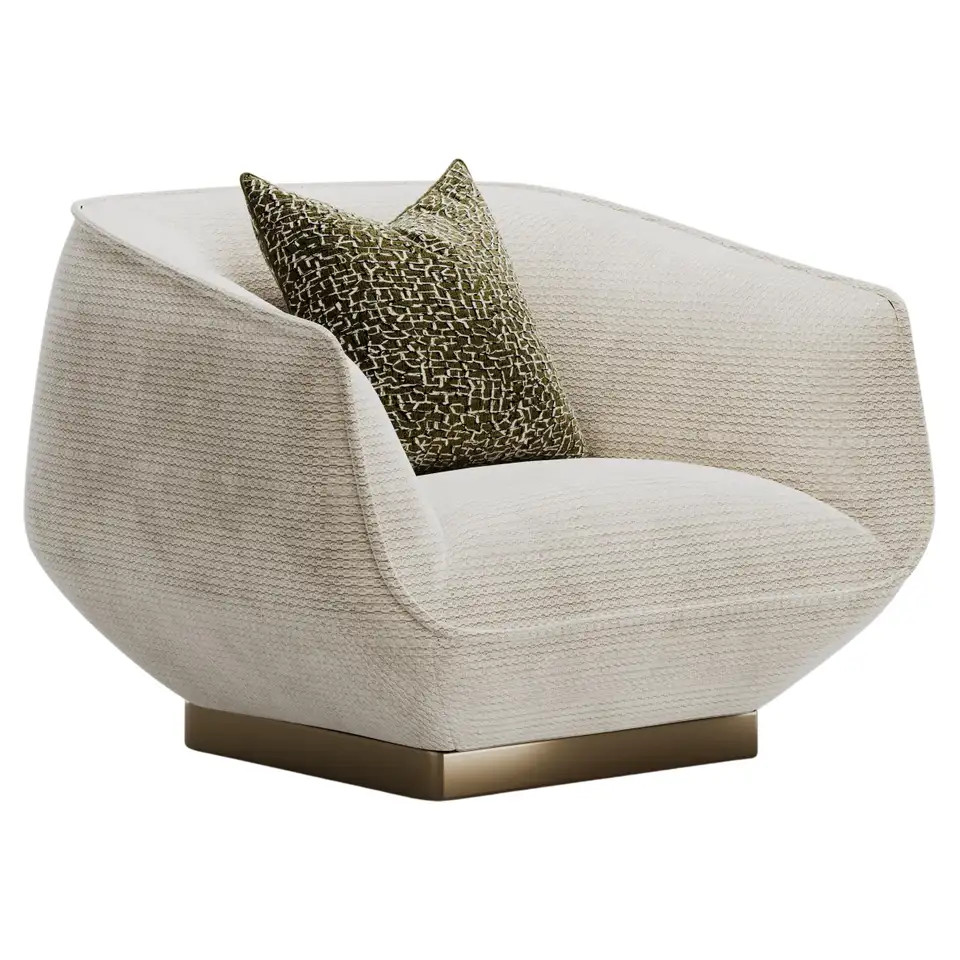 Contemporary Gulman Armchair with Brushed Brass Base | 1stDibs