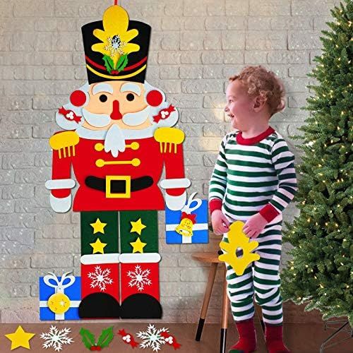 3.8Ft Tall Felt Christmas Tree Set for Boys Girls Kids Toddlers with 34pcs Detachable Ornaments Wall | Amazon (US)
