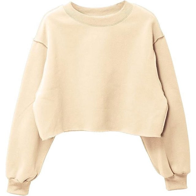 Amazhiyu Women Cropped Sweatshirt Long Sleeves Pullover Fleece Crop Tops | Walmart (US)