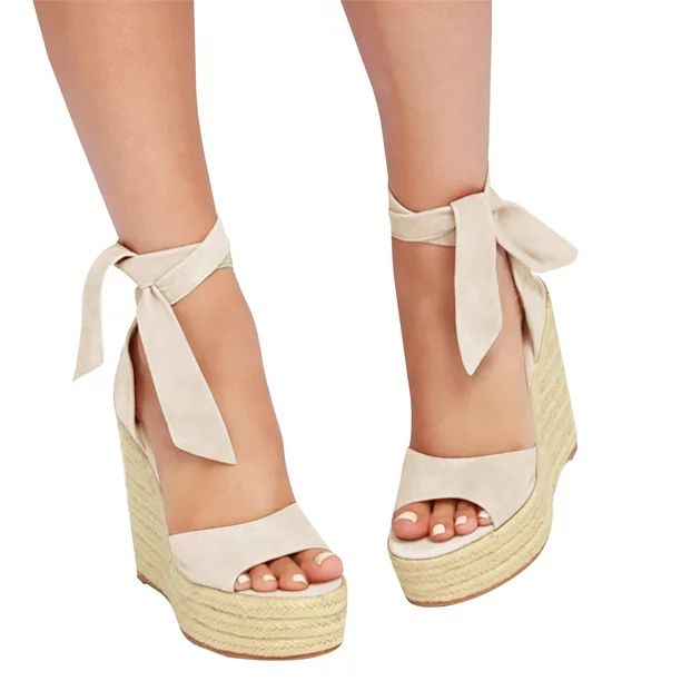 Dellytop Womens Platform Espadrille Wedges Open Toe High Heel Sandals - Walmart.com | Walmart (US)
