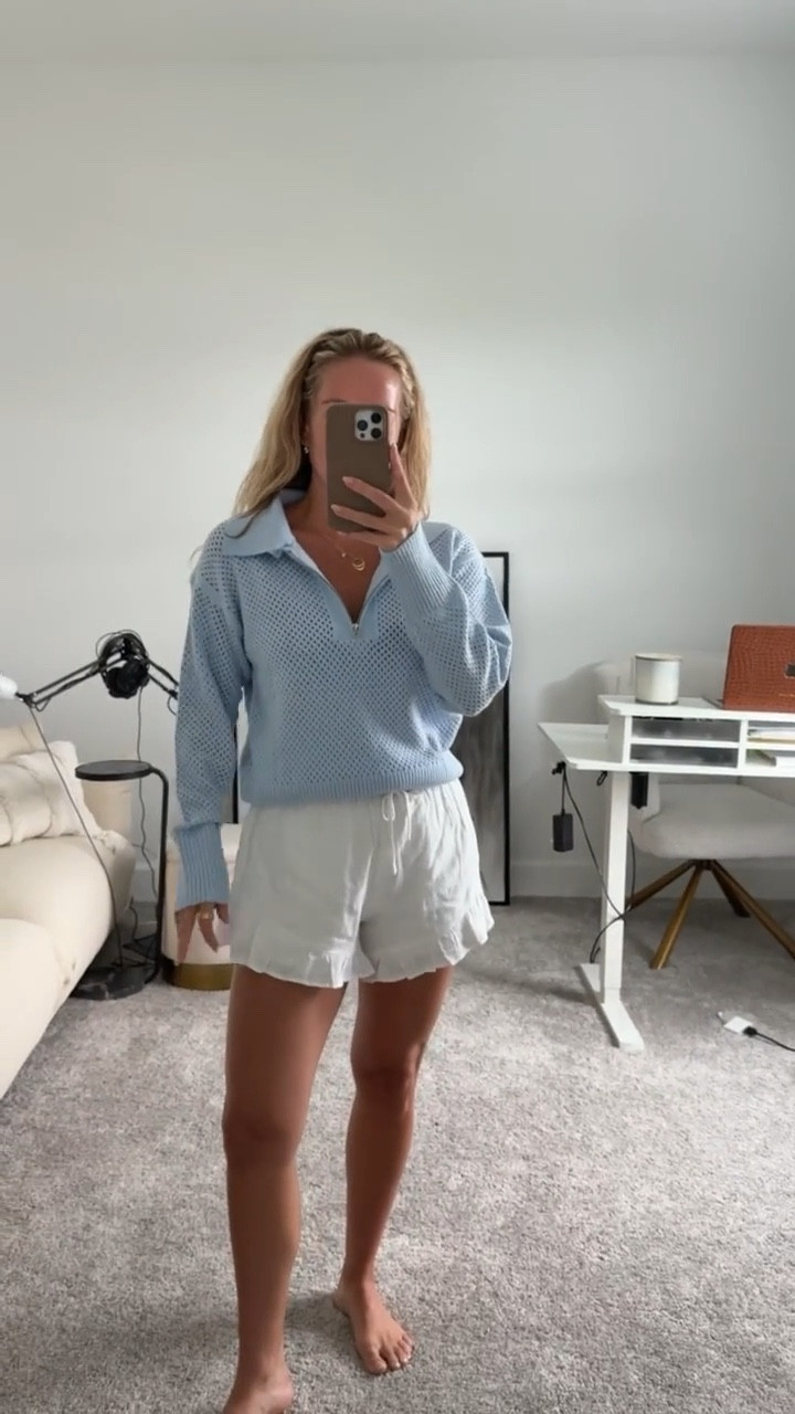 Cutie blue half zip from Amazon that I paired with linen shorts. Comes in multiple colors. I’m wearing a small but I would size up for an oversized pullover look. 

Amazon fashion, Amazon style, spring style 

#LTKSeasonal #LTKSaleAlert #LTKootd