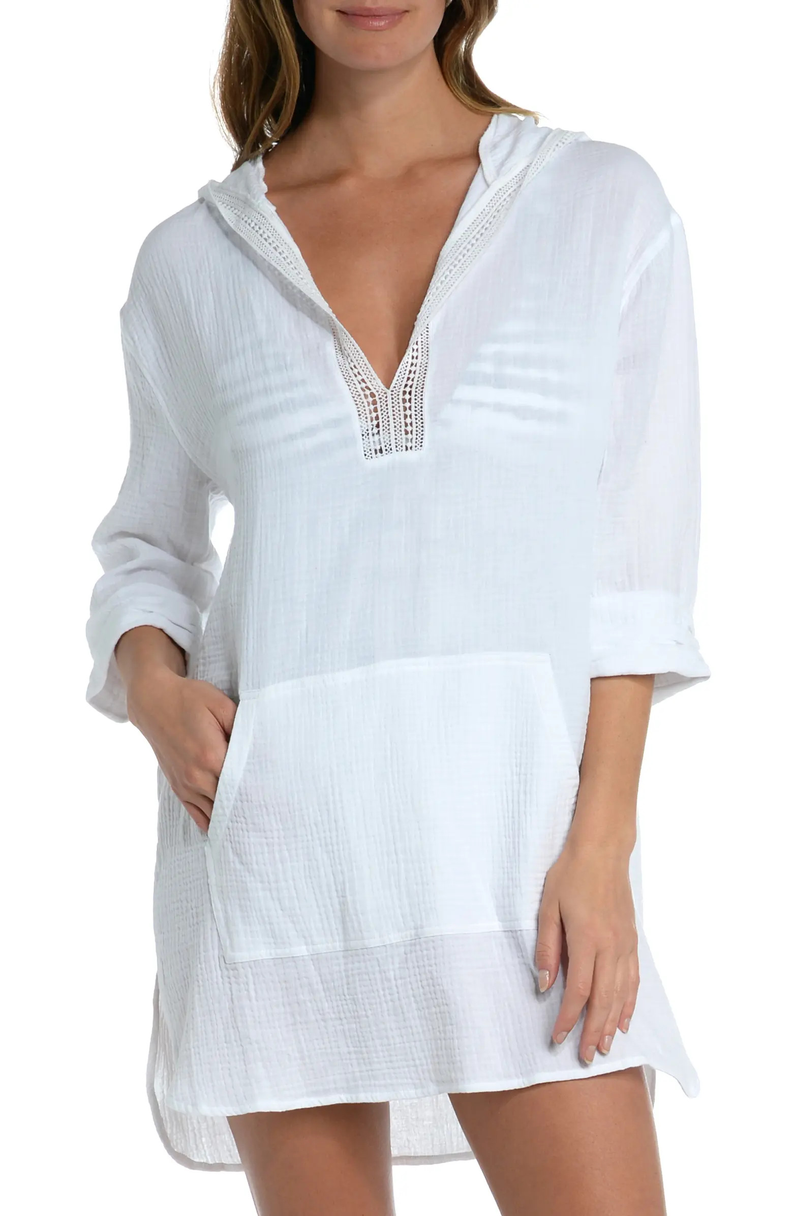Hooded Cotton Gauze Cover-Up Tunic | Nordstrom