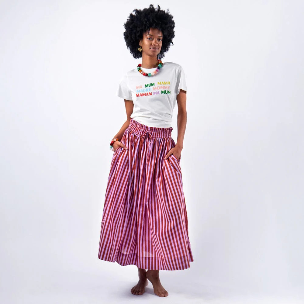 Keaton Stripe Skirt Rust + Lilac | INK+ALLOY