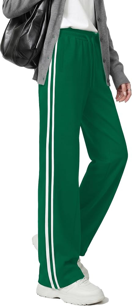 Cotton Track Pants Womens Wide Leg Sweatpants Lounge Stretch Athletic Loose Jogging Sport Zip Poc... | Amazon (US)