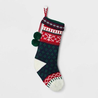 Fair Isle Pattern Christmas Stocking Navy - Wondershop&#8482; | Target