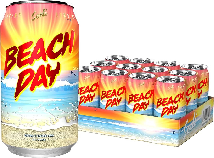 Sodi | Better For You Sparkling Soda Pop | Beach Day | Zero Sugar | Zero Caffeine | Zero Colors o... | Amazon (US)