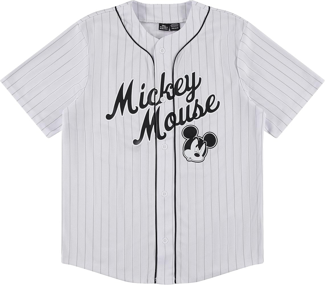 Disney Mens Mickey Mouse Baseball Jersey - Mens Classic Mickey Mouse Mesh Button Down Baseball Je... | Amazon (US)