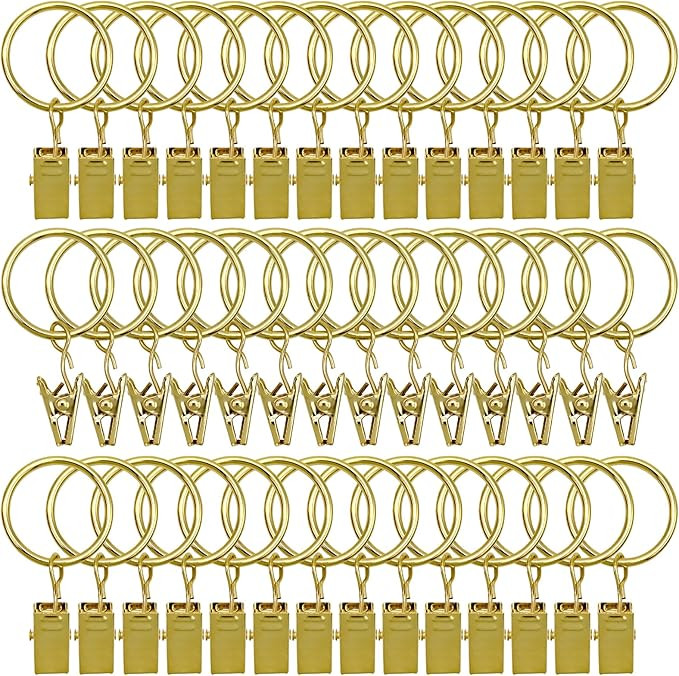 42 Pack Curtain Rings with Clips 1.26" Interior Diameter,Metal Drapery Ring with Clips Compatible... | Amazon (US)