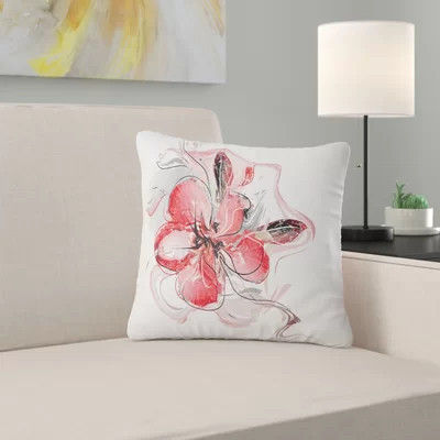 Red Floral Watercolor Sketch - Floral Printed Pillow | Wayfair North America