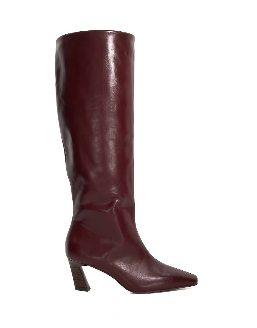 Dune London Selinni knee high boots in burgundy-Red | ASOS (Global)