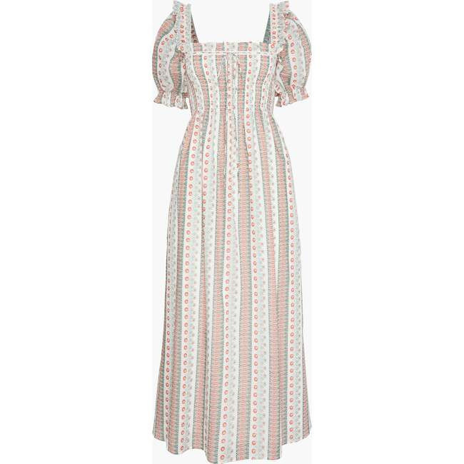 Hill House Home | The Scarlett Midi Nap Dress, Cosmos Floral Stripe (White, Size Small) | Maisonette | Maisonette