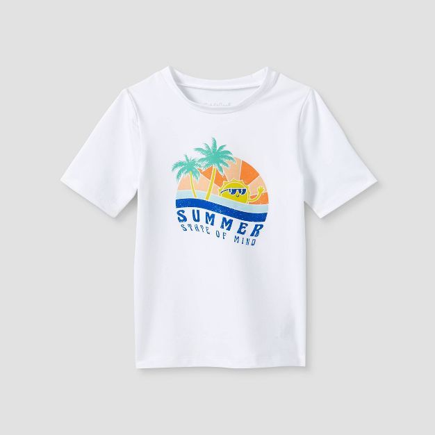Toddler Boys' 'Summer State of Mind' Short Sleeve Rash Guard Swim Shirt - Cat & Jack™ White | Target