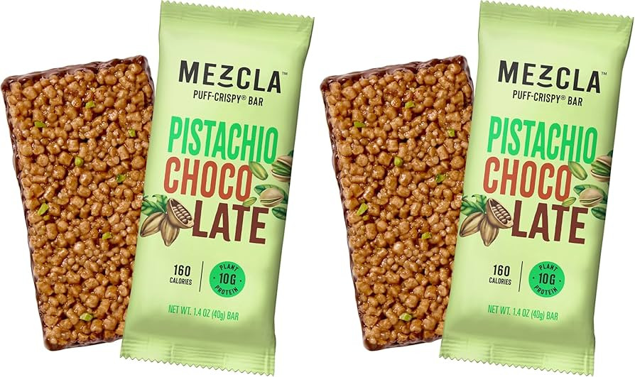 Mezcla Puff-Crispy Protein Bar, Pistachio Chocolate, Vegan, Gluten Free, Plant Protein Energy Bar... | Amazon (US)