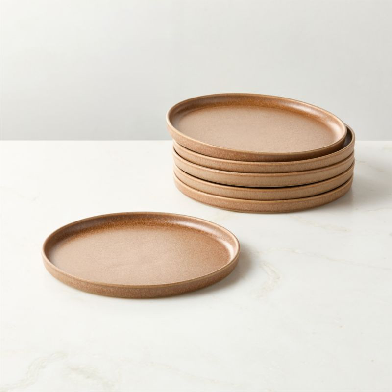 Drift Tan Salad Plates with Reactive Glaze Set of 6 + Reviews | CB2 | CB2