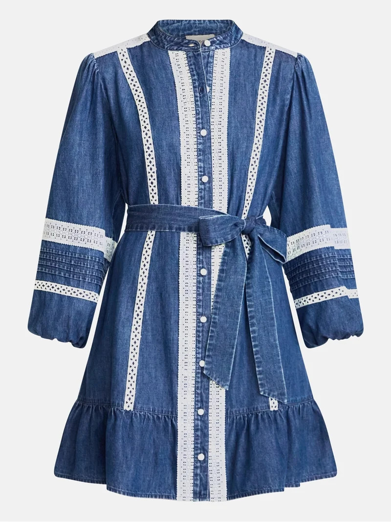 Scenario Women's and Women's Plus Button Up Eyelet Mini Dress, Sizes XXS-4X | Walmart (US)