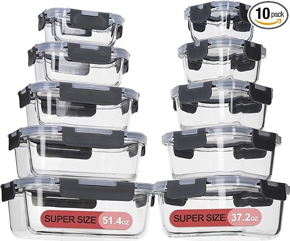 coccot Food Storage Containers Set with Lids Airtight, Meal Prep Containers for Lunch , Glass Lun... | Amazon (US)