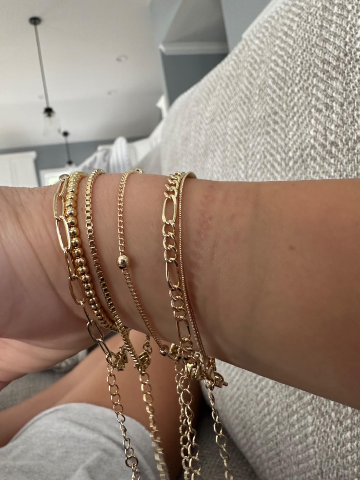 DEARMAY Gold Bracelets for Women Waterproof, 14K Real Gold Jewelry Sets for Women Trendy Thin Dai... | Amazon (US)