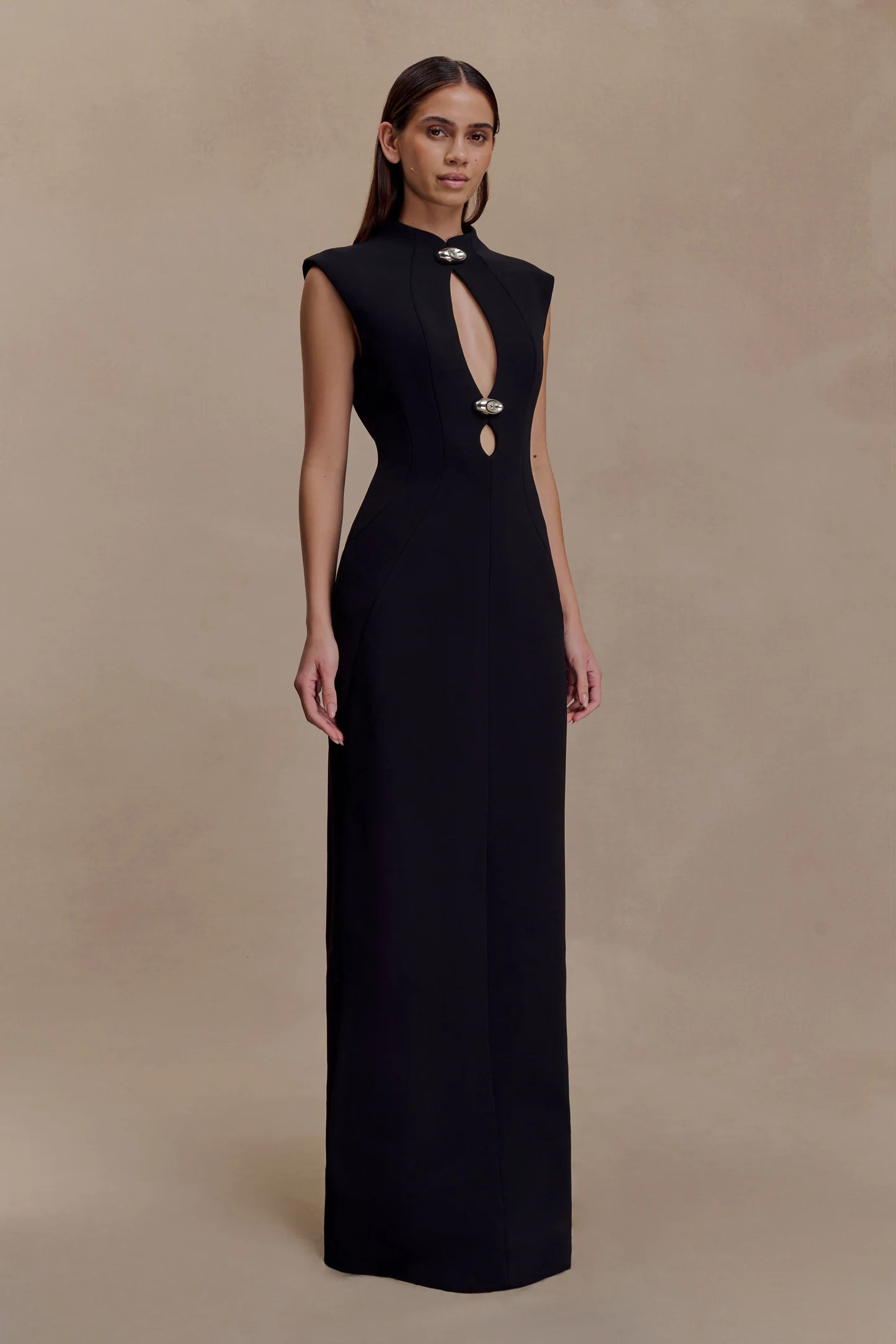 Michelle Cut Out Maxi Dress - Black | Meshki UK