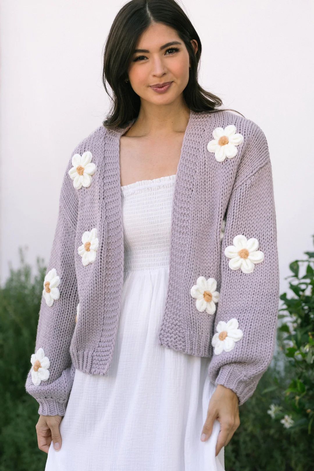 Angela Floral Knit Cardigan | Morning Lavender