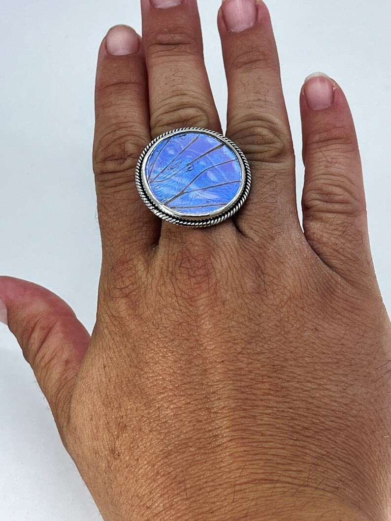 Real Butterfly Wing Rings, Handmade with 950 Silver, Adjustable Size, Circular Shaped Ring | Etsy (US)