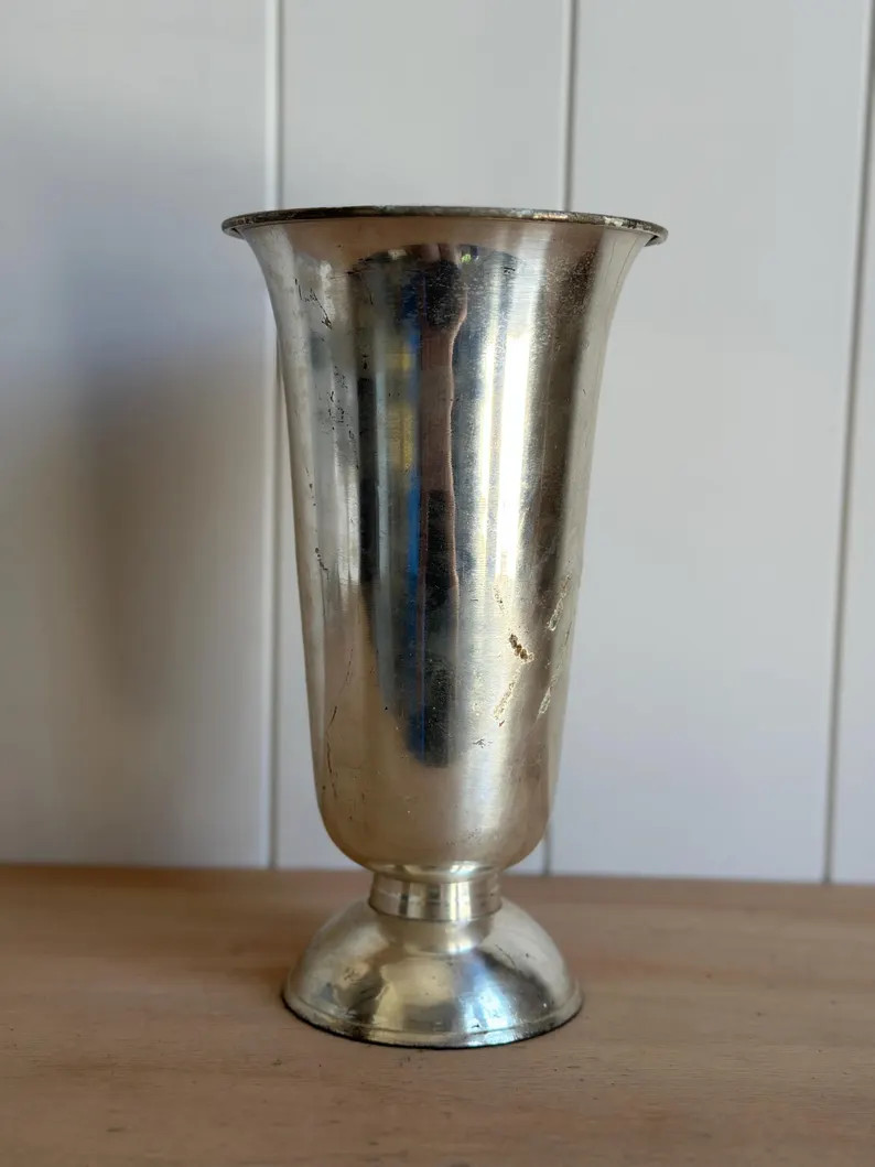 Vintage Silver Footed Vase | Tall Flared Metal Urn | Silverplate Flower Vase | Traditional Cottag... | Etsy (Global)