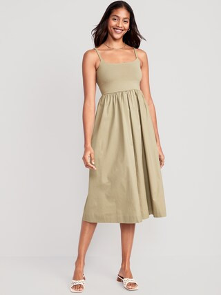 Fit &amp; Flare Combination Midi Dress | Old Navy (CA)
