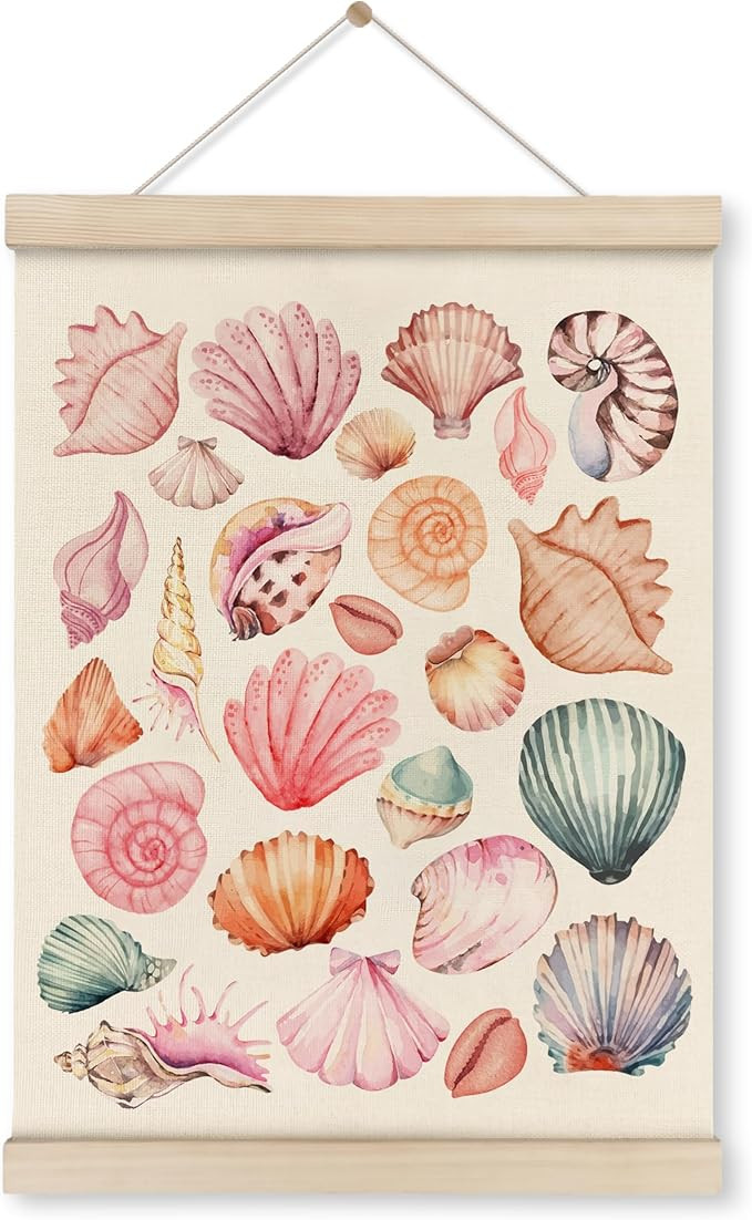 HRQKO Pink Coastal Cowgirl Wall Art Poster Hanger Frame, Seashell Wall Decor, Preppy Wall Decor, ... | Amazon (US)