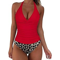 SUUKSESS Women Sexy Halter Tankini Bathing Suits Slimming Tummy Control High Waisted Swimsuits 2 ... | Amazon (US)