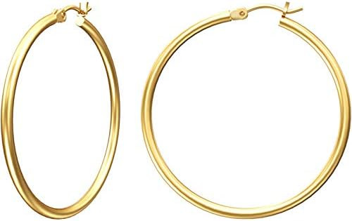 Gacimy Gold Hoop Earrings for Women 14K Real Gold Plated Hoops with 925 Sterling Silver Post | Amazon (US)