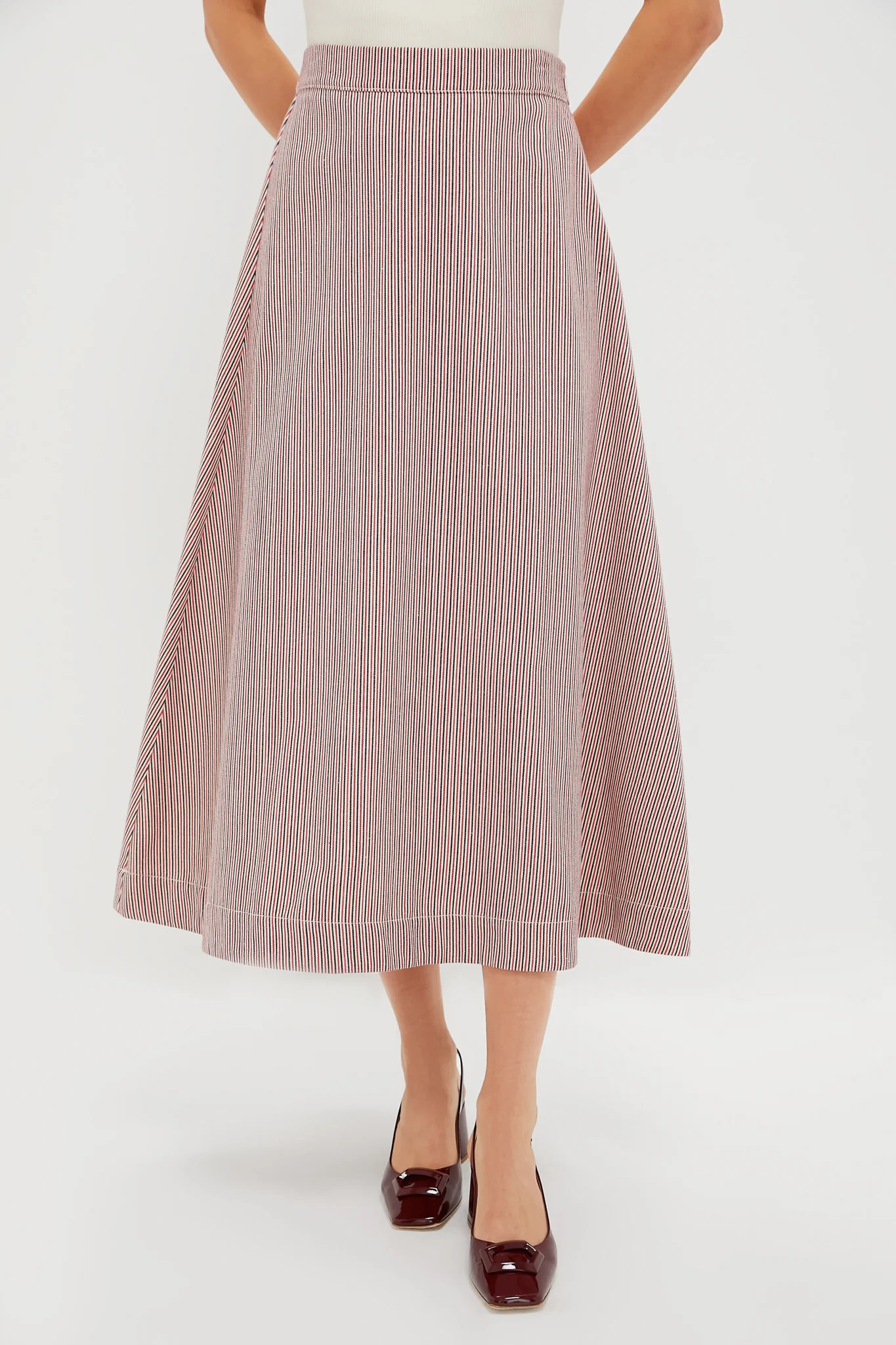 Red Stripe Evelyn Midi Skirt | Tuckernuck (US)