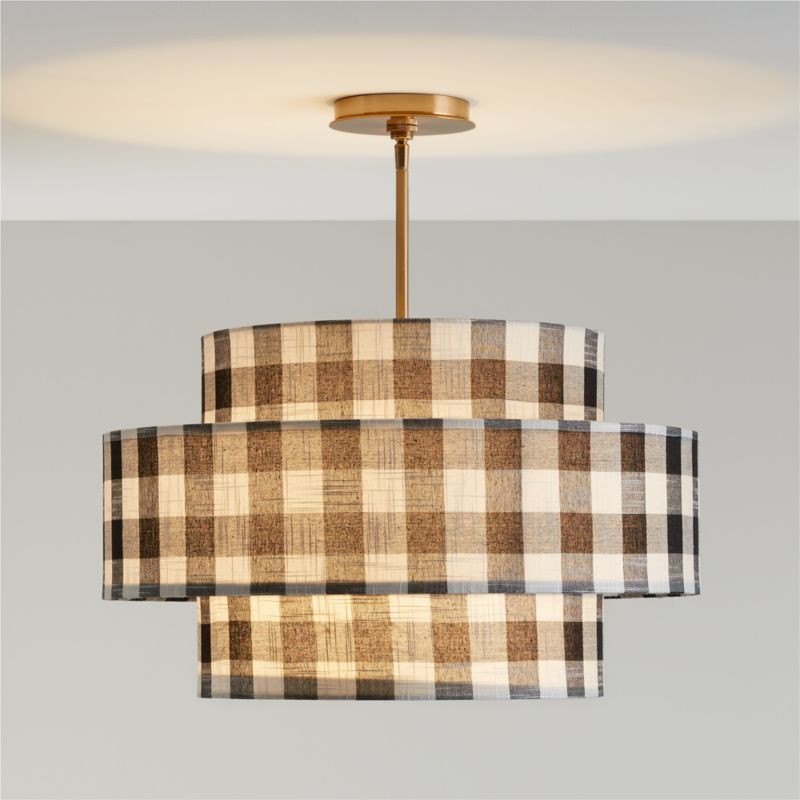 Reese Black Gingham Linen 22" Kids Semi-Flush Mount Ceiling Light + Reviews | Crate & Kids | Crate & Barrel