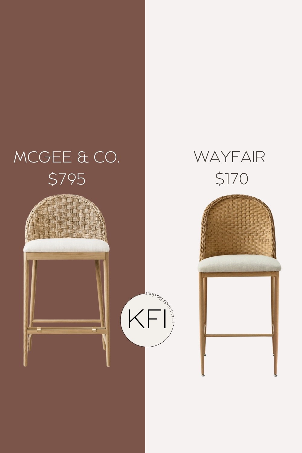 McGee & Co. counter stool dupe alert! 🤎
If you’ve had your eye on the McGee & Co. Molly Bar & Counter Stool ($795), I found the perfect Wayfair dupe for just $170 — and it looks so similar. The same curved back, woven seat design, and warm natural wood tone make this stool a total statement piece for your kitchen island or breakfast bar.

I love how it brings that modern organic, California casual, and coastal farmhouse look into the kitchen — all without the designer price tag. The woven texture adds warmth and depth to an otherwise neutral space, and the light cushion keeps it feeling relaxed yet elevated.

If you’re updating your kitchen seating or styling a new space, this is one of those finds that looks high-end but is totally affordable. Linked both here.

#LTKSaleAlert #LTKHome #LTKFamily