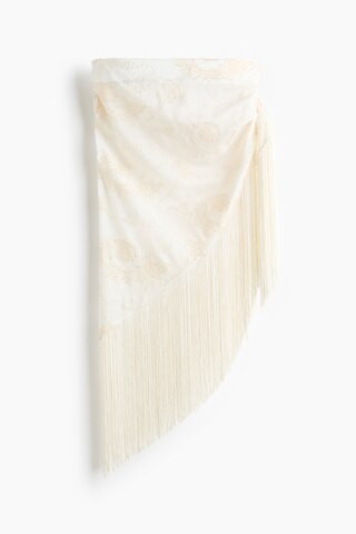 H & M - Fringed Triangle Scarf - Cream | H&M (US + CA)