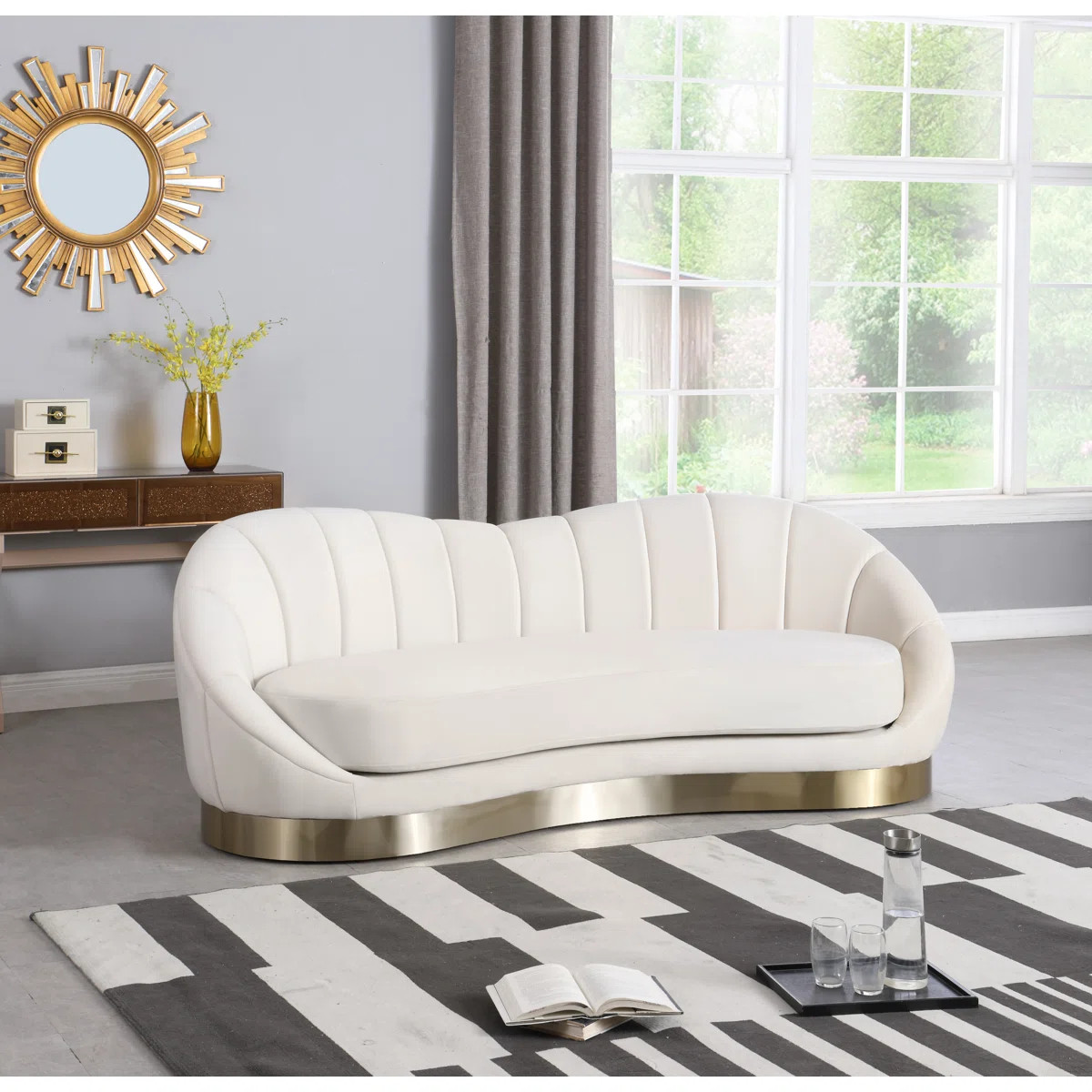 Shelly 90" Velvet Curved Sofa | Wayfair North America