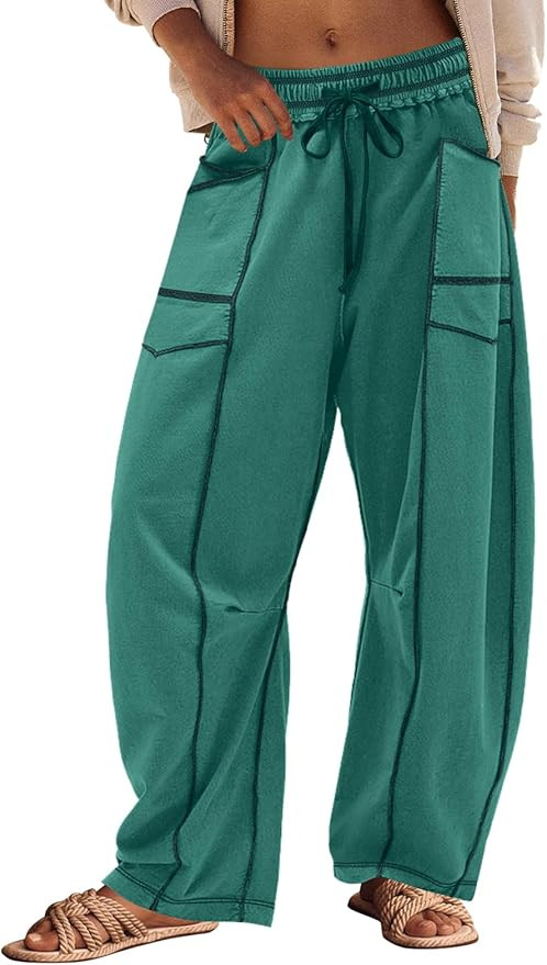 Panadila Womens Barrel Pants Drawstring Wide Leg Sweatpants Baggy Summer Lounge Pants Casual Beac... | Amazon (US)