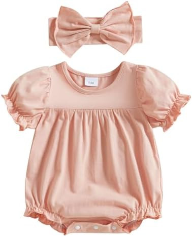 woshilaocai Baby Girls Spring Summer Clothes Newborn Smocked Romper Bubble Vintage Bodysuit Outfi... | Amazon (US)