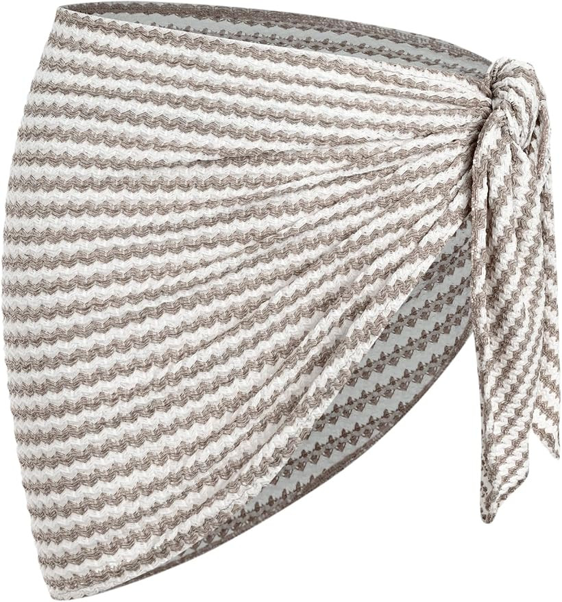 ZAFUL Sarong Coverups for Women Beach Vacation Fishnet See Thru Tie Side Bathing Suit Cover Up Mi... | Amazon (US)