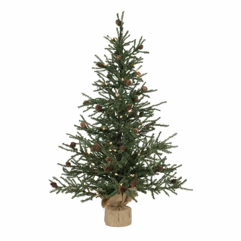3' Green Pine Artificial Christmas Tree with 50 Clear/White Lights with Stand | Wayfair North America