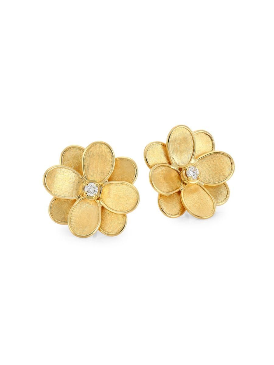 Petali 18K Yellow Gold & Diamond Flower Stud Earrings | Saks Fifth Avenue