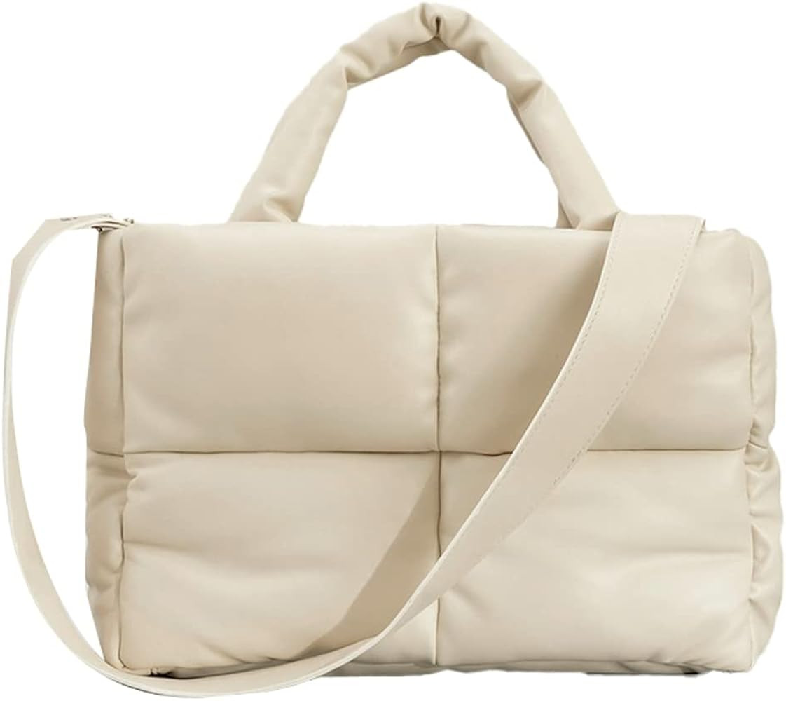 Hobo Bags for Women Soft Puffer Down Padding Shoulder Bags Top-Handle Bags Square Solid Tote Hand... | Amazon (US)